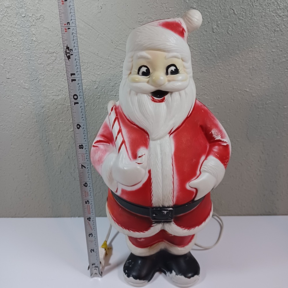 RARE  Lidco 1960's Vintage Blow Mold Santa With Candy Cane 13-1/2" Works Great! - Picture 2 of 9